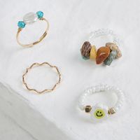 Wholesale Bohemian Woven Gravel Smiley Ring Set Nihaojewelry main image 4