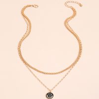 Simple Drop Oil Smile Pendant Multilayer Necklace Wholesale Nihaojewelry sku image 1