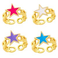 Wholesale Hollow Chain Five-pointed Star Copper Ring Nihaojewelry main image 1