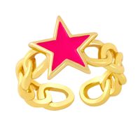 Wholesale Hollow Chain Five-pointed Star Copper Ring Nihaojewelry main image 3