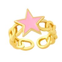 Wholesale Hollow Chain Five-pointed Star Copper Ring Nihaojewelry main image 6