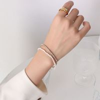 Fashion Double-layer Titanium Steel Chain Pearl Zircon Bracelet Wholesale Nihaojewelry main image 1