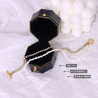 Fashion Double-layer Titanium Steel Chain Pearl Zircon Bracelet Wholesale Nihaojewelry main image 3