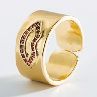 الإبداعية النحاس مطعمة الزركون هندسية الشفاه العين خاتم بالجملة Nihaojewelry main image 3