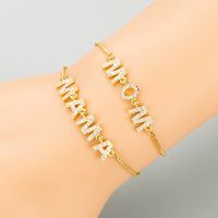 Einfacher Mikroeingelegter Zirkon Mama Englischer Buchstabe Kupferarmband Großhandel Nihaojewelry main image 1