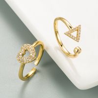 Creative Triangle Heart Copper Inlaid Zircon Adjustable Open Ring Wholesale Nihaojewelry main image 1