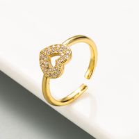 Creative Triangle Heart Copper Inlaid Zircon Adjustable Open Ring Wholesale Nihaojewelry main image 4