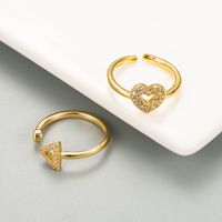 Creative Triangle Heart Copper Inlaid Zircon Adjustable Open Ring Wholesale Nihaojewelry main image 5
