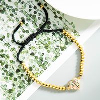 Fashion Creative Micro-inlaid Colored Zircon Heart Black String Copper Bracelet Wholesale Nihaojewelry main image 3