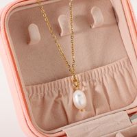 18k Fashion Single Pearl Stainless Steel Chain Necklace Wholesale Nihaojewelry main image 4