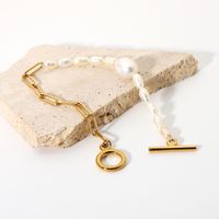 Nouveau Simple 18k Ot Boucle En Acier Inoxydable Chaîne Perle Bracelet En Gros Nihaojewelry main image 6