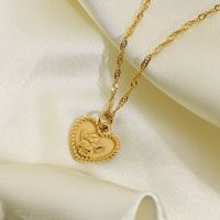 قلادة من الفولاذ المقاوم للصدأ قلب ملاك رومانسي بسيط 18 قيراط Nihaojewelry بالجملة main image 4
