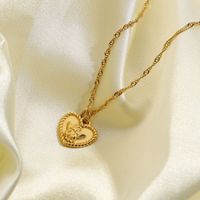 قلادة من الفولاذ المقاوم للصدأ قلب ملاك رومانسي بسيط 18 قيراط Nihaojewelry بالجملة main image 5