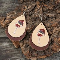 Wholesale Christmas Series Red Wine Leather Earrings Nihaojewelry main image 4