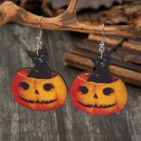 Wholesale Boucles D&#39;oreilles En Bois Citrouille Chat D&#39;halloween Nihaojewelry main image 1