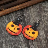 Wholesale Halloween Cat Pumpkin Wooden Earrings Nihaojewelry main image 5