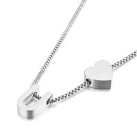 Europe And America Cross Border New Fashion All-match Peach Heart 26 Letters Love Letter Titanium Steel Necklace Supply Wholesale sku image 21
