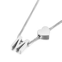Europe And America Cross Border New Fashion All-match Peach Heart 26 Letters Love Letter Titanium Steel Necklace Supply Wholesale sku image 13