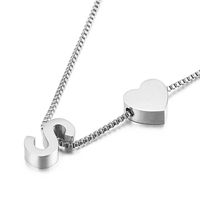 Europe And America Cross Border New Fashion All-match Peach Heart 26 Letters Love Letter Titanium Steel Necklace Supply Wholesale sku image 19