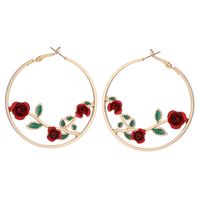Europe And America Cross Border New Retro Hollow Out Rose Earrings Exaggerated Personalized Flower Metal Alloy Earrings Ear Clip Accessories sku image 3