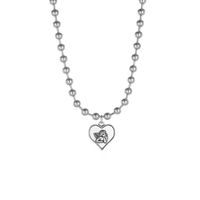 Wholesale Hip-hop Heart Angel Pendent Single Layer Round Bead Necklace Nihaojewelry sku image 1