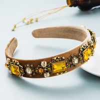 Wholesale Retro Flannel Inlaid Glass Drill Fabric Headband Nihaojewelry sku image 4