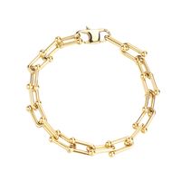 Wholesale Hip-hop Simple Style U Shape Titanium Steel Plating Gold Plated Bracelets main image 2