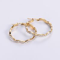 Simple Style Doll Plating Diamond Stainless Steel Rhinestones 18K Gold Plated Earrings sku image 4