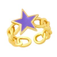 Wholesale Hollow Chain Five-pointed Star Copper Ring Nihaojewelry sku image 3