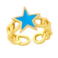 Wholesale Hollow Chain Five-pointed Star Copper Ring Nihaojewelry sku image 4