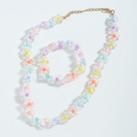 Fashion Colored Flower Bead Elastic Rope Bracelet Earrings Set Wholesale Nihaojewelry sku image 4