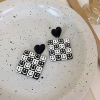 Retro Black White Checkerboard Heart Square Acrylic Earrings Wholesale Nihaojewelry sku image 3