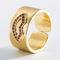 Creative Copper Inlaid Zircon Geometric Lips Eye Ring Wholesale Nihaojewelry sku image 3