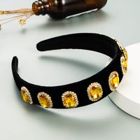 Großhandel Retro-legierung Diamantbesetztes Flanell Breites Haarband Nihaojewelry sku image 2