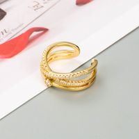 Retro Micro-inlaid Color Zircon Geometric Open Copper Ring Wholesale Nihaojewelry sku image 2