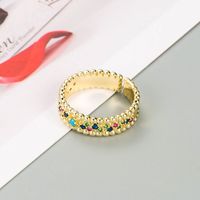 Retro Micro-inlaid Color Zircon Geometric Open Copper Ring Wholesale Nihaojewelry sku image 3