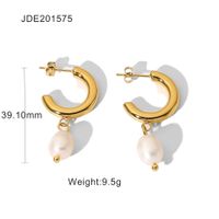 Mode Geometrisch Überzug Rostfreier Stahl Perle Vergoldet Ohrringe sku image 1