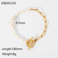 Nouveau Simple 18k Ot Boucle En Acier Inoxydable Chaîne Perle Bracelet En Gros Nihaojewelry sku image 1