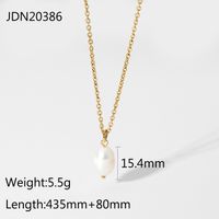 18k Fashion Single Pearl Stainless Steel Chain Necklace Wholesale Nihaojewelry sku image 1