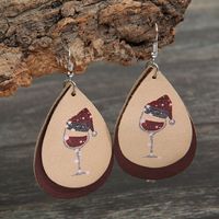 Wholesale Christmas Series Red Wine Leather Earrings Nihaojewelry sku image 1