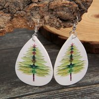 Wholesale Christmas Tree Letter Pu Double-sided Printing Earrings Nihaojewelry sku image 1