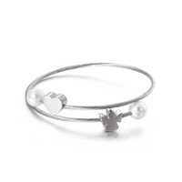 Fashion Simple Three-color Stainless Steel Pearl Heart Angel Bracelet Wholesale Nihaojewelry main image 4