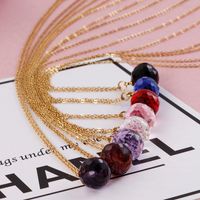 Korean Creative Colorful Glass Crystal Titanium Steel Necklace Wholesale Nihaojewelry main image 5