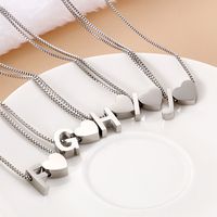 Europe And America Cross Border New Fashion All-match Peach Heart 26 Letters Love Letter Titanium Steel Necklace Supply Wholesale main image 4