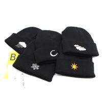 Simple Fashion Weather Embroidery Knitted Curled Cap Woolen Hat Wholesale Nihaojewelry main image 1