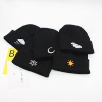 Simple Fashion Weather Embroidery Knitted Curled Cap Woolen Hat Wholesale Nihaojewelry main image 5