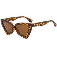 New Cat Eye Irregular Frame Solid Color Leopard Sunglasses Wholesale Nihaojewelry sku image 4