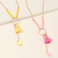 Simple Tassel Beads Pendant Metal Necklace Wholesale Nihaojewelry main image 3