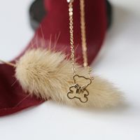 Sweet Student Mori Style Bear Bebear Cute Animal Bow Crown Necklace Clavicle Chain Titanium Steel 14k Gold main image 1