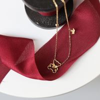 Sweet Student Mori Style Bear Bebear Cute Animal Bow Crown Necklace Clavicle Chain Titanium Steel 14k Gold main image 3